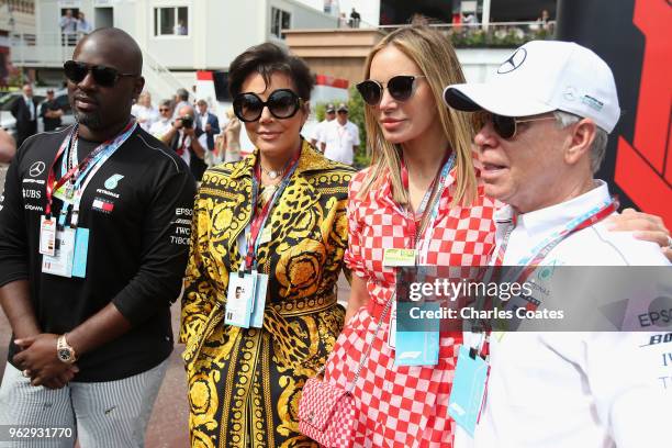 Kris Jenner, Corey Gamble, Tommy Hilfiger and Dee Hilfiger in the Paddock before the Monaco Formula One Grand Prix at Circuit de Monaco on May 27,...