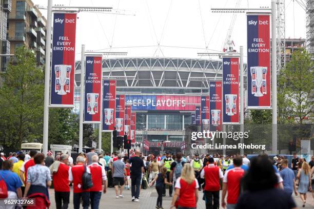 General view of Wembley way prior to the Sky Bet League One Play Off Final between Rotherham United and Shrewsbury Town at Wembley Stadium on May 27,...