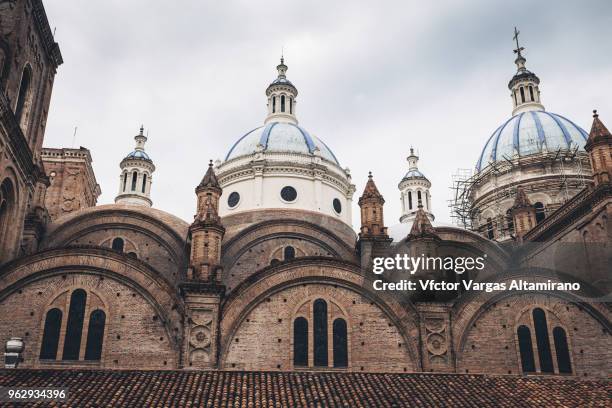 main domes of the cathedral of cuenca, ecuador. - cuenca ecuador stock pictures, royalty-free photos & images