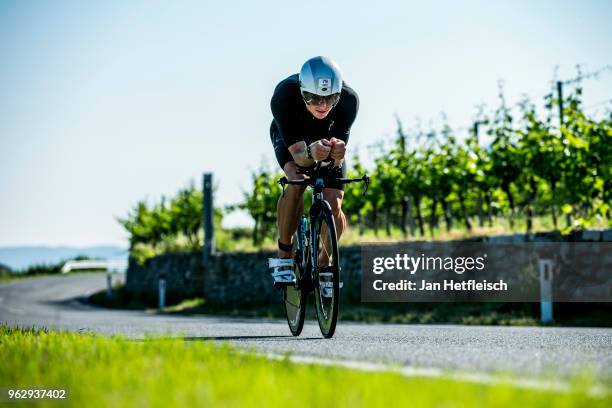 Participants compete in the cycle leg of the race during IRONMAN 70.3 St Polten on May 27, 2018 in Sankt Polten, Austria.