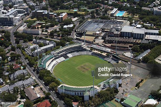 An aerial view of Newlands Cricket Ground on the January 26, 2010 in Cape Town, South Africa.