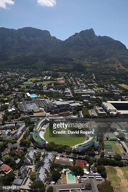 An aerial view of Newlands Cricket Ground on the January 26, 2010 in Cape Town, South Africa.