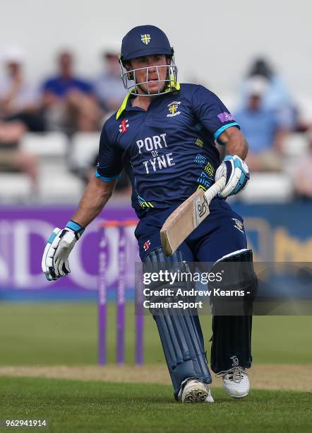 Durham's Tom Latham during the Royal London One Day Cup match between Northamptonshire and Durham at The County Ground on May 27, 2018 in...