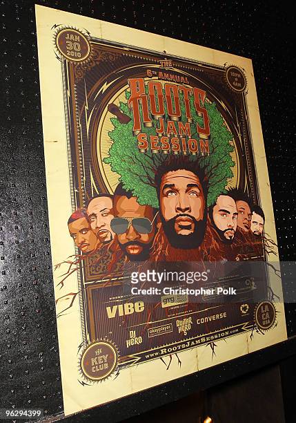 View of the limited edition concert poster at the 6th Annual Roots Jam Session at Key Club on January 30, 2010 in West Hollywood, California.