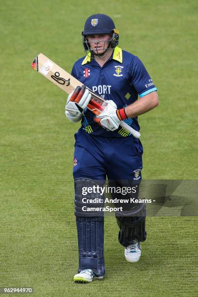 Durham's Tom Latham acknowledges the applause at the end of his innings of 86 runs during the Royal London One Day Cup match between Northamptonshire...