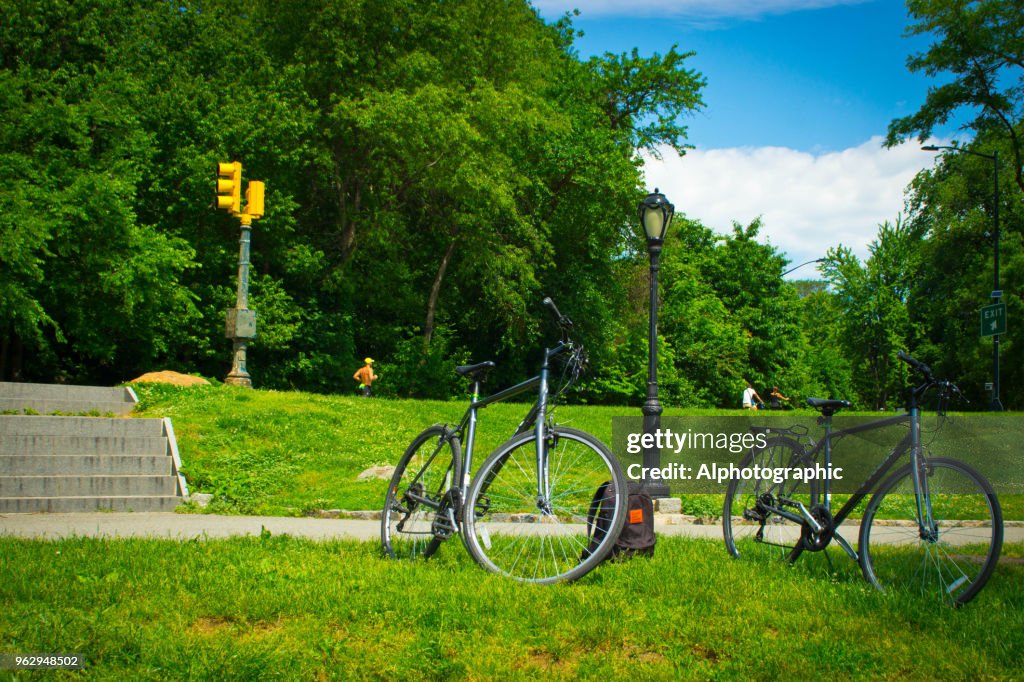 Parked bikes in Central Park