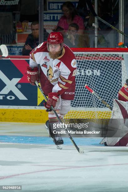 Adam Holwell of Acadie-Bathurst Titan skates against the Hamilton Bulldogs at Brandt Centre - Evraz Place on May 22, 2018 in Regina, Canada.
