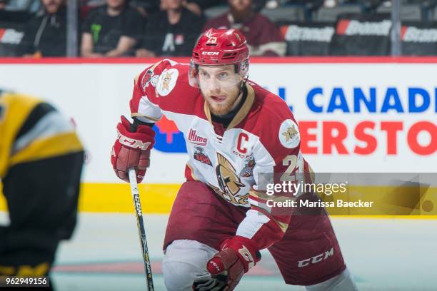 Jeffrey Truchon-Viel of Acadie-Bathurst Titan skates against the Hamilton Bulldogs at Brandt Centre - Evraz Place on May 22, 2018 in Regina, Canada.