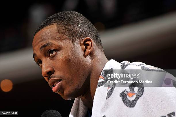 Dwight Howard of the Orlando Magic after the game against the Atlanta Hawks on January 30, 2010 at Amway Arena in Orlando, Florida. NOTE TO USER:...