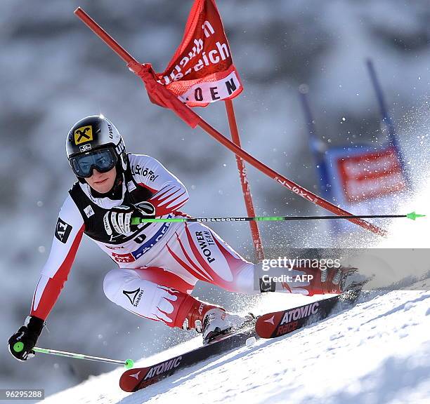 Austria's Kathrin Zettel competes in the women's giant slalom during the alpine skiing FIS World cup at Rettenbach glacier in Soelden on October 24,...