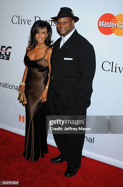 Producer Jimmy Jam and wife Lisa Harris arrive at the 2010 Pre-Grammy Gala & Salute To Industry Icons at Beverly Hills Hilton on January 30, 2010 in...