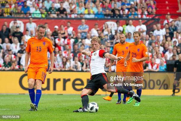 Andre Ooijer of Holland, Dirk Kuyt of Feyenoord, John Heitinga of Holland, Frank de Boer of Holland during the Dirk Kuyt Testimonial match at stadium...