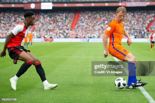 Terence Kongolo of Feyenoord, Dirk Kuyt of Holland during the Dirk Kuyt Testimonial match at stadium de Kuip on May 27, 2018 in Rotterdam, the...