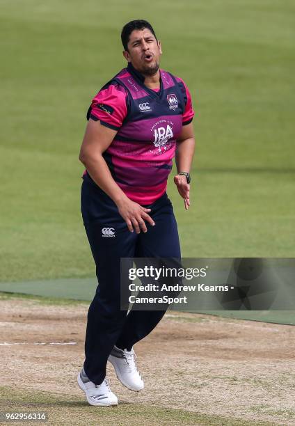 Northants Steelbacks' Rory Kleinveldt rues a near miss during the Royal London One Day Cup match between Northamptonshire and Durham at The County...