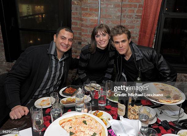 Actor Paul Wesley , brother-in-law Rhamy Emara and sister Monika Emara attend the "Love Bites" dinner and after party to celebrate the February...