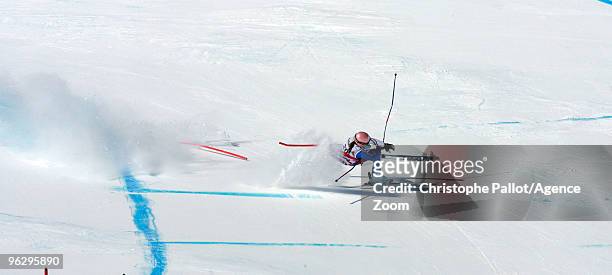 Nadia Fanchini of Italy crashes out during the Audi FIS Alpine Ski World Cup Women's Super G on January 31, 2010 in St. Moritz, Switzerland.