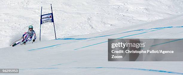 Marie Marchand-Arvier of France takes 2nd place during the Audi FIS Alpine Ski World Cup Women's Super G on January 31, 2010 in St. Moritz,...