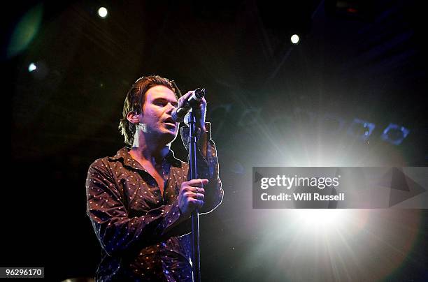 Phil Jamieson of the band Grinspoon performs at the Perth leg of the Big Day Out music festival at Claremont Showgrounds on January 31, 2010 in...