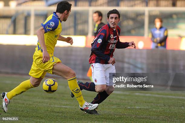 Francesco Modesto of Bologna in action during the Serie A match between Chievo and Bologna at Stadio Marc'Antonio Bentegodi on January 31, 2010 in...