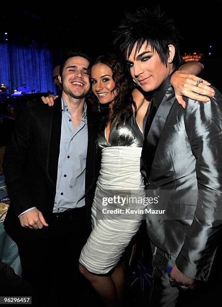 Kris Allen, Kara DioGuardi and Adam Lambert at the 52nd Annual GRAMMY Awards - Salute To Icons Honoring Doug Morris held at The Beverly Hilton Hotel...