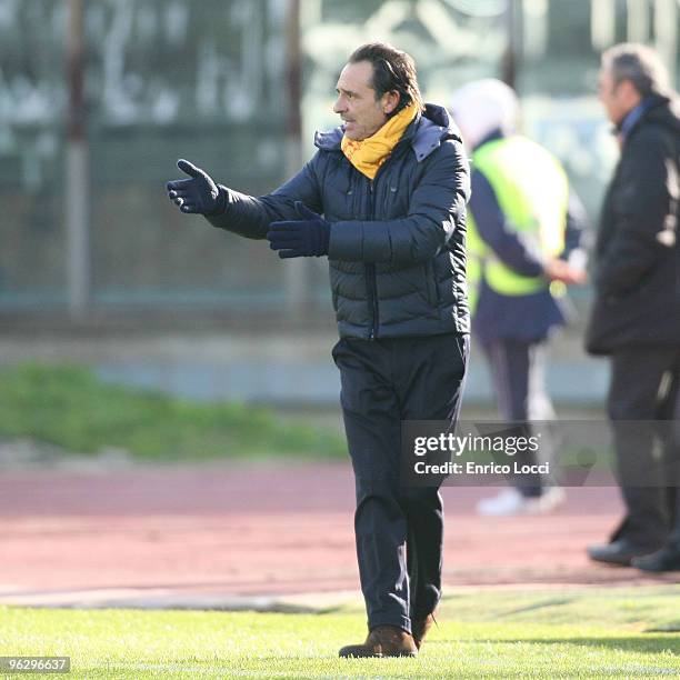 Cesare Prandelli coach of ACF Fiorentina during the Serie A match between Cagliari and Fiorentina at Stadio Sant'Elia on January 31, 2010 in...
