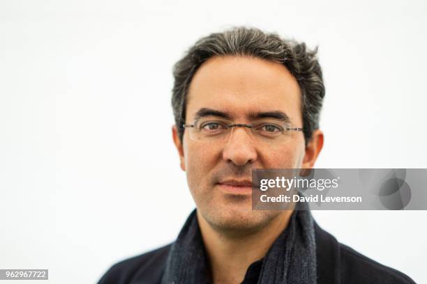 Juan Gabriel Vasquez, writer, at the Hay Festival on May 27, 2018 in Hay-on-Wye, Wales.