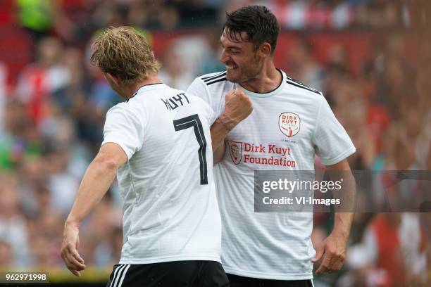 Dirk Kuyt of friends, Albert Riera of Friendsteam during the Dirk Kuyt Testimonial match at stadium de Kuip on May 27, 2018 in Rotterdam, the...