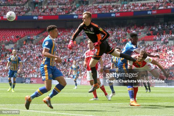 Rotherham goalkeeper Marek Rodak punches the ball clear during the Sky Bet League One Play Off Semi Final:Second Leg between Rotherham United and...