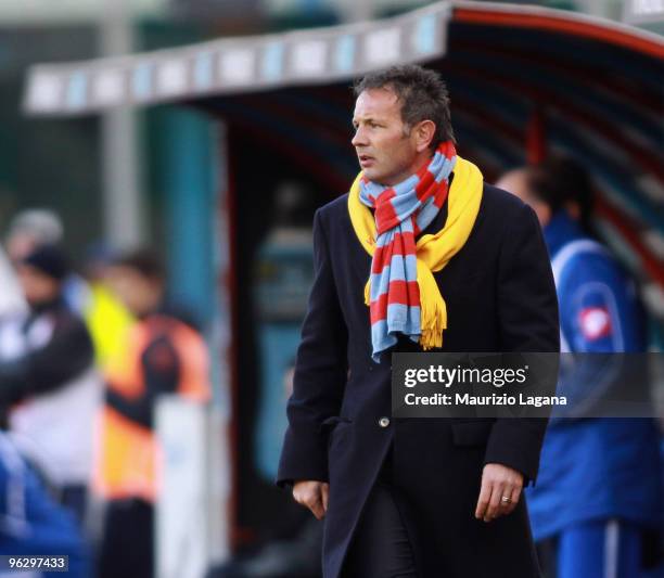 Sinisa Mihajlovic coach of Catania Calcio looks on during the Serie A match between Catania and Udinese at Stadio Angelo Massimino on January 31,...