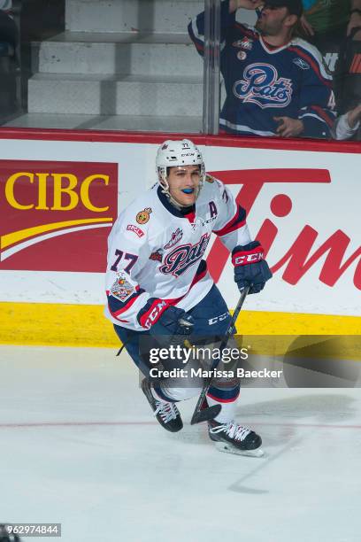 Matt Bradley of Regina Pats skates against the Regina Pats at Brandt Centre - Evraz Place on May 20, 2018 in Regina, Canada.