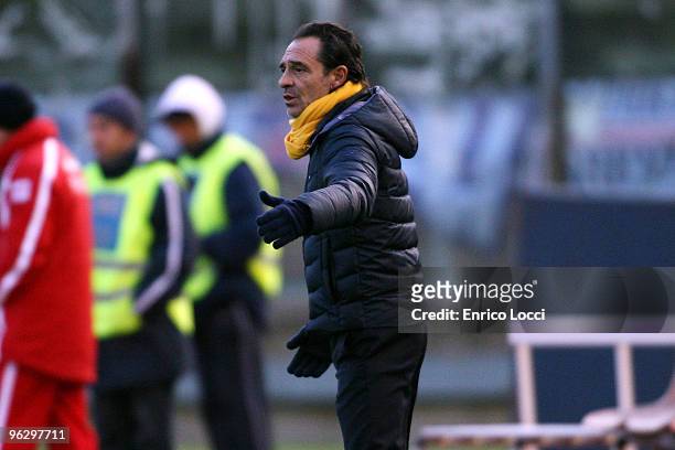 Cesare Prandelli , coach of ACF Fiorentina during the Serie A match between Cagliari and Fiorentina at Stadio Sant'Elia on January 31, 2010 in...