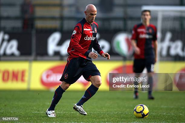 Parola Andrea of Cagliari during the Serie A match between Cagliari and Fiorentina at Stadio Sant'Elia on January 31, 2010 in Cagliari, Italy.