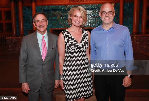 Ira Flatow, Olivia Flatto and Dr. Floyd Romesberg attend 2018 Pershing Square Sohn Prize Dinner at Park Avenue Armory on May 23, 2018 in New York...
