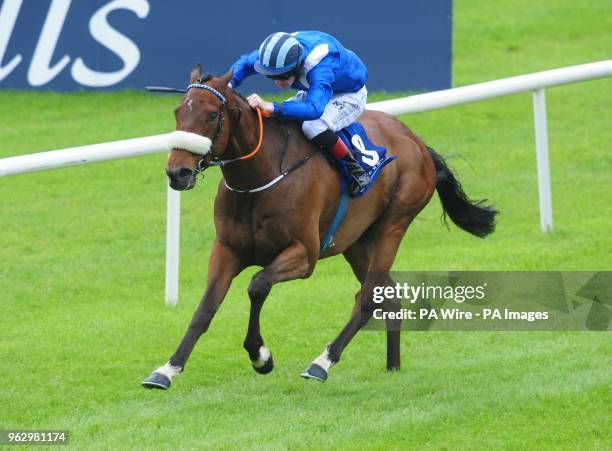 Aared ridden by Dylan Hogan go on win the K Club Handicap during day two of the 2018 Tattersalls Irish Guineas Festival at Curragh Racecourse, County...