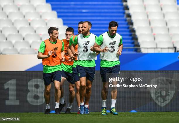 Paris , France - 27 May 2018; Republic of Ireland players, from left, Seamus Coleman, Declan Rice, Shane Duffy, David Meyler and Greg Cunningham...