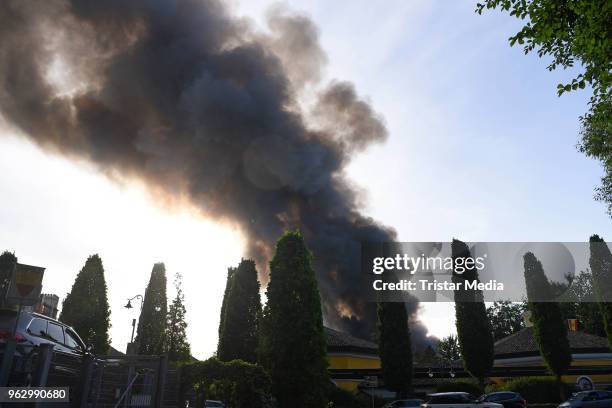 Flames and smoke in the Europa-Park on May 26, 2018 in Rust, Germany.