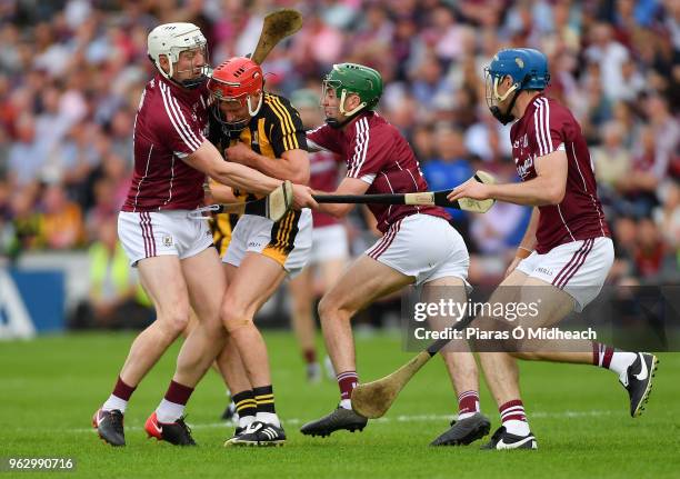 Galway , Ireland - 27 May 2018; Cillian Buckley of Kilkenny is tackled by Galway's, from left, Joe Canning, Brian Concannon, and Conor Cooney during...