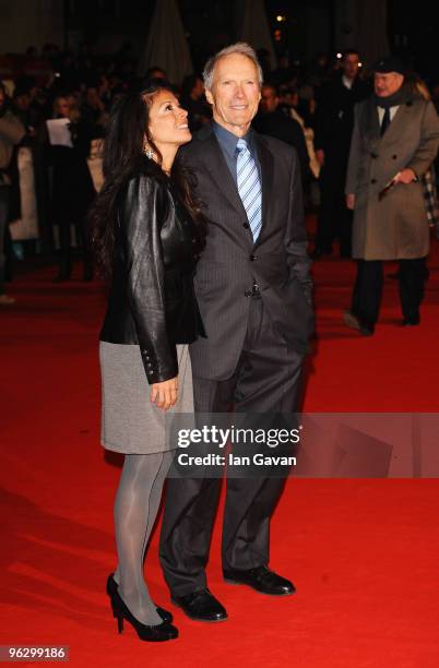 Director Clint Eastwood and wife Dina attend the UK premiere of Invictus at the Odeon West End on January 31, 2010 in London, England.