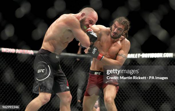 Trevor Smith in ation against Elias Theodorou during UFC Fight Night at the Liverpool Echo Arena.