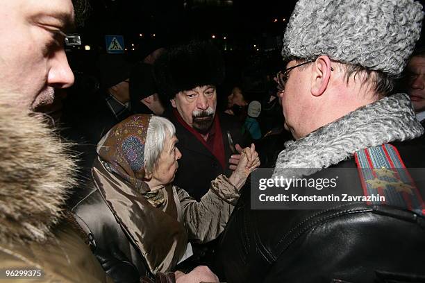 Former First Deputy Prime Minister Boris Nemtsov , leader of the opposition group Solidarity, and human rights activist Lyudmila Alexeyeva take part...