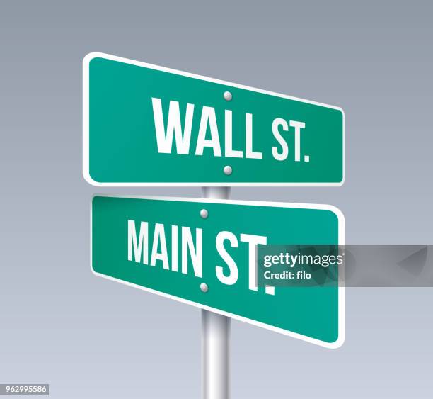 wall street and main street - street name sign stock illustrations