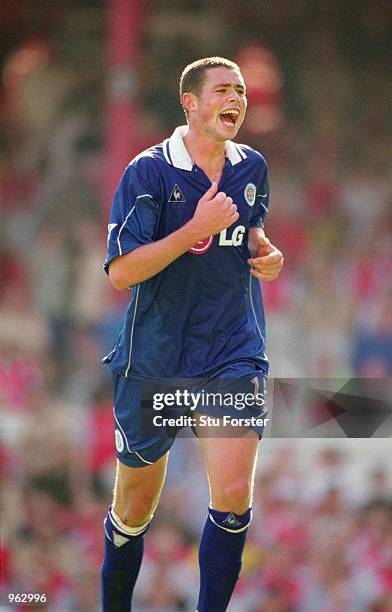 Damien Delaney of Leicester City in action during the FA Barclaycard Premiership match between Arsenal and Leicester City played at Highbury in...