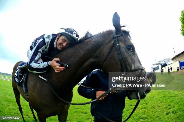 Alpha Centauri and jockey Colm O'Donoghue after winning the Tattersalls 1000 Guineas during day two of the 2018 Tattersalls Irish Guineas Festival at...