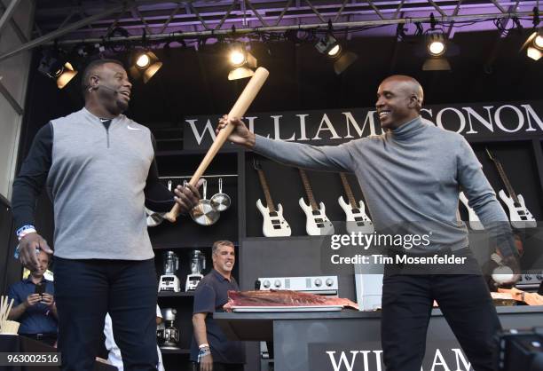 Ken Griffey Jr. And Barry Bonds attend a Culinary events during the 2018 BottleRock Napa Valley at Napa Valley Expo on May 26, 2018 in Napa,...