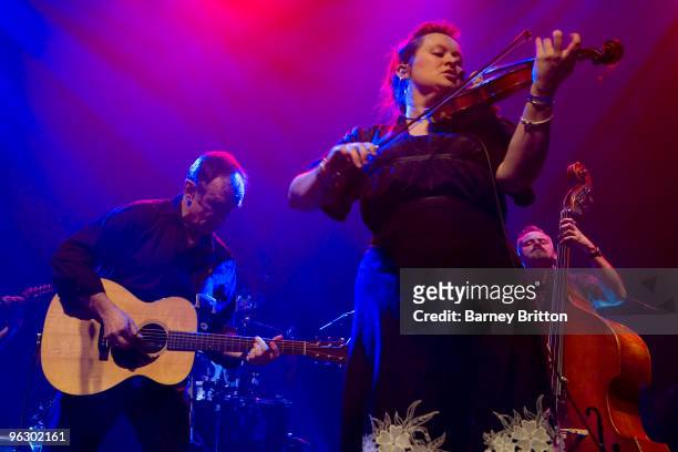 Martin Carthy and Eliza Carthy of The Imaged Village perform on stage at the Queen Elizabeth Hall on January 31, 2010 in London, England.