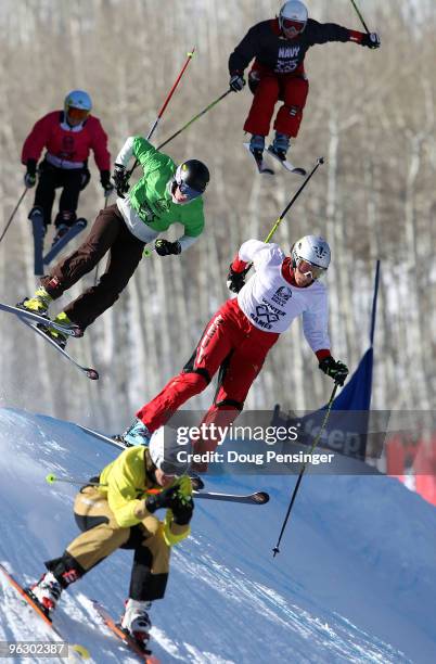 Ophelie David of France leads her semifinal heat in the Women's Skier X at Winter X Games 14 at Buttermilk Mountain on January 31, 2010 in Aspen,...