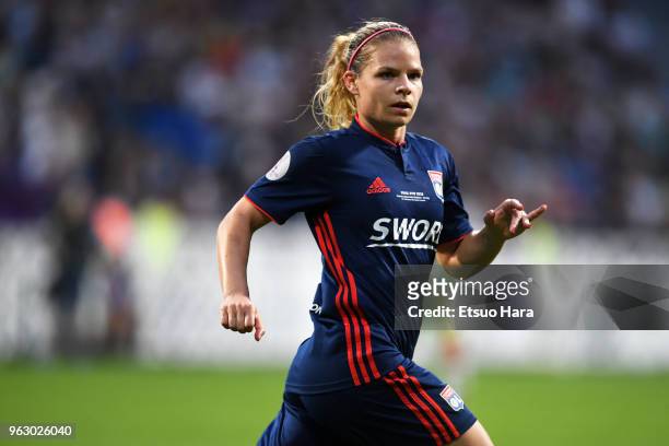 Eugenie Le Sommer of Olympique Lyonnais in action during the UEFA Womens Champions League Final between VfL Wolfsburg and Olympique Lyonnais on May...