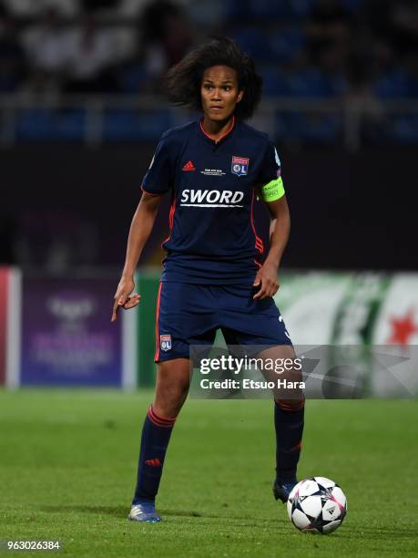 Wendie Renard of Olympique Lyonnais in action during the UEFA Womens Champions League Final between VfL Wolfsburg and Olympique Lyonnais on May 24,...