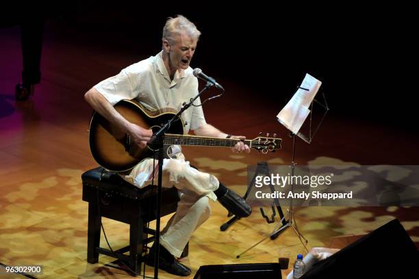 Peter Hammill singer-songwriter and a founding member of sixties underground band Van Der Graaf Generator performs on stage at Cadogan Hall on...