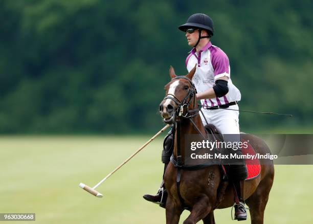 Prince William, Duke of Cambridge plays in the Jerudong Trophy charity polo match at Cirencester Park Polo Club on May 25, 2018 in Cirencester,...